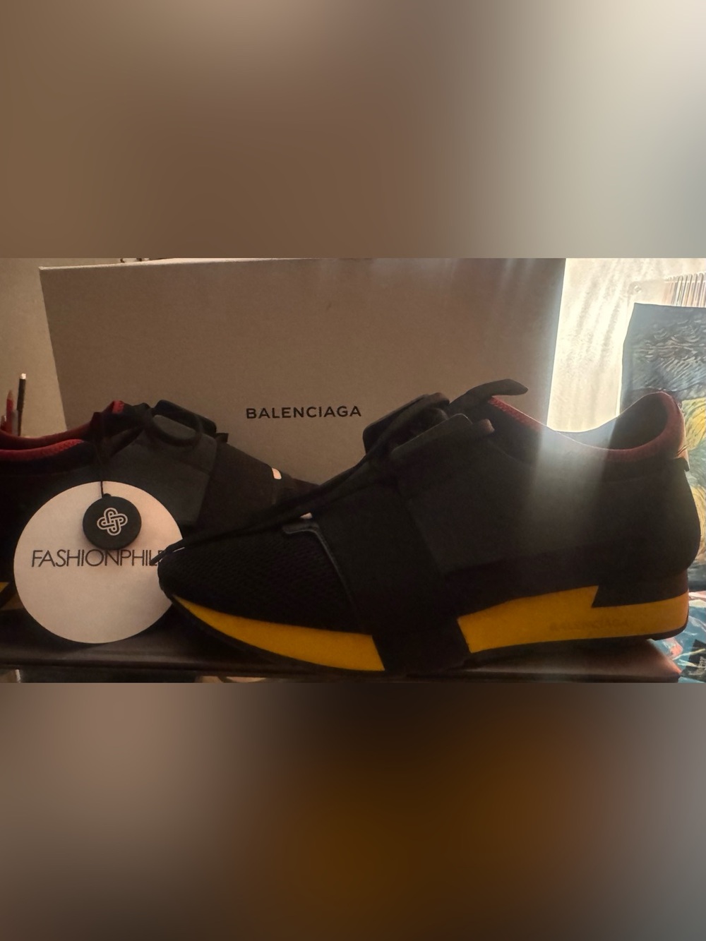 Balenciaga White and Black Box Label — Calfskin Neoprene